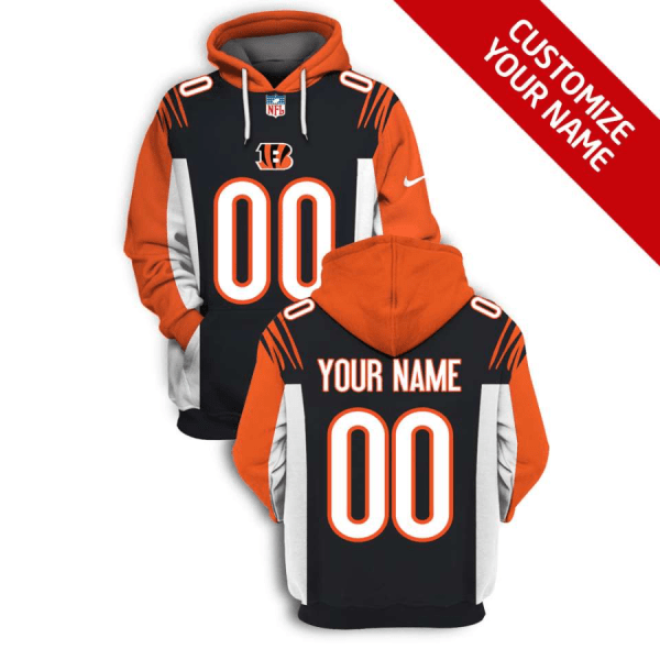 Men's Cincinnati Bengals Active Player Custom 2021 Black Orange Pullover Hoodie